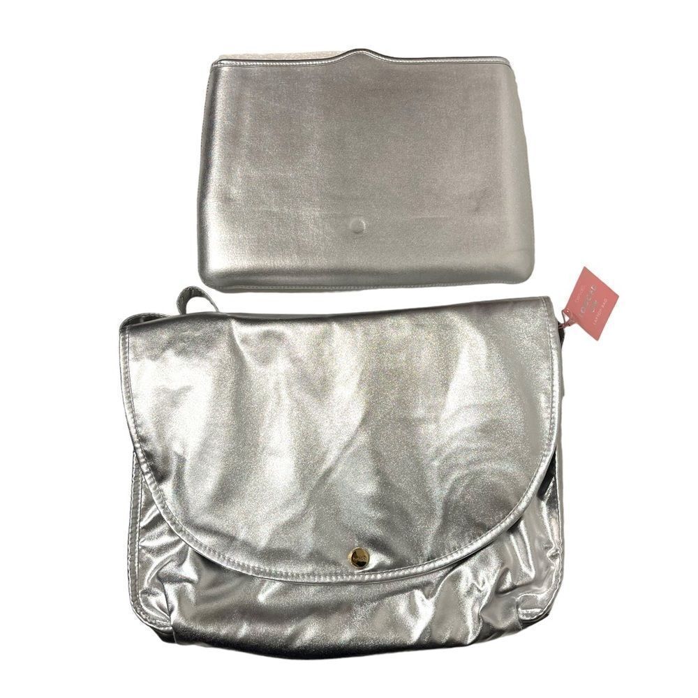 NWT BAN.DO Silver Faux Leather Logged On Laptop Bag - Picture 8 of 11